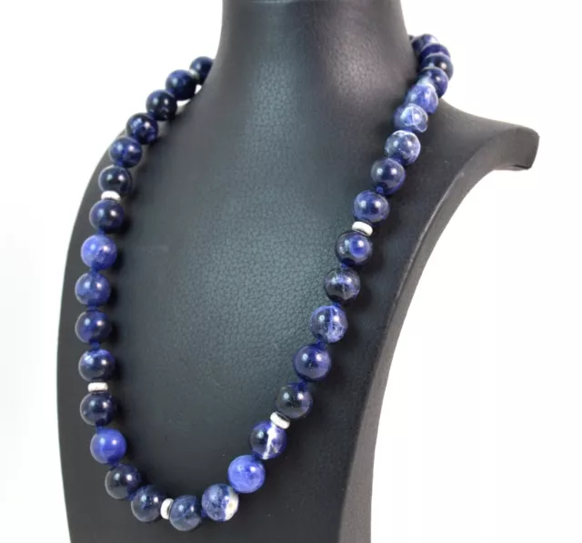 Collana in Sodalite, Intercalari e chiusura in Argento 925. Made in Italy 2