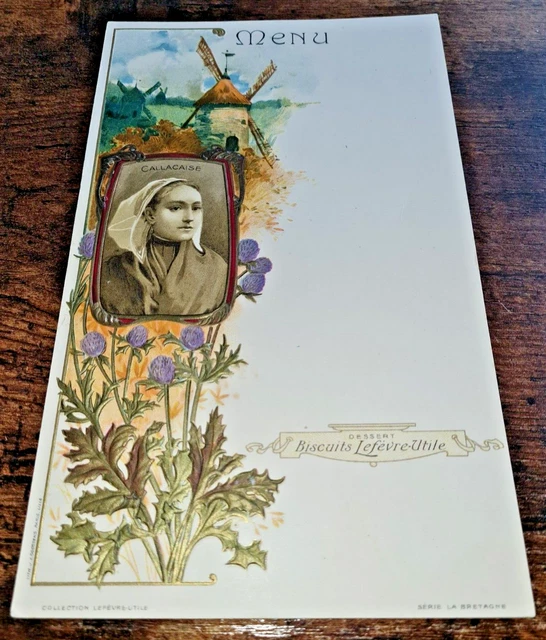 MENU ART  NOUVEAU  gaufré .chromo  LEFEVRE-UTILE  callacaise