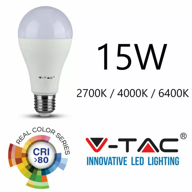 Ampoule LED A65 E27 15W 2700K/4000K/6400K CRI80 VTAC by Samsung