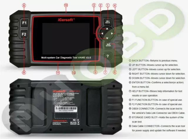 iCarsoft VAWS-II für VAG VW Audi Seat Skoda Diagnose ABS Airbag Bremse Service.. 2