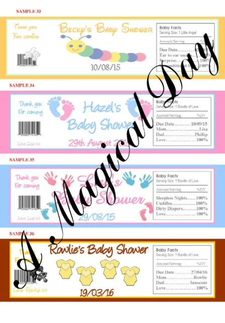 Water Bottle Label Favours For Baby Shower - Party - Gender Reveal - Boy or Girl