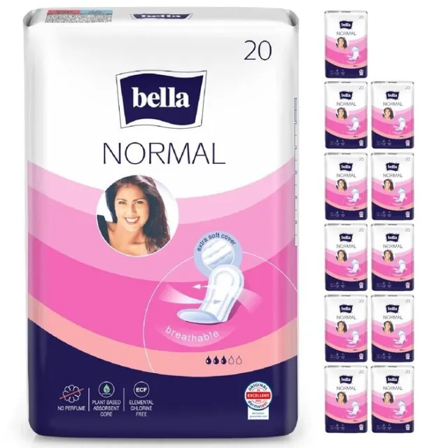 bella Maxi Damenbinden Normal ohne Flügel 20 Stück, 12er Pack