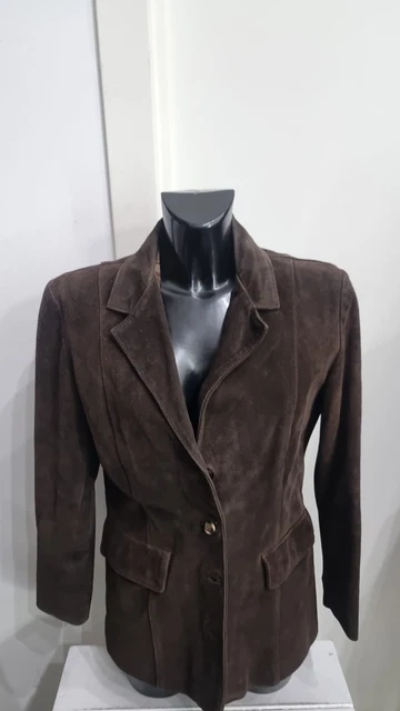 Manteau En Cuir Véritable Femme Taille 46 Noir Vintage - Style Classique Eddie