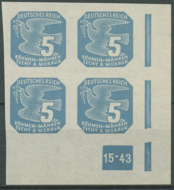 Böhmen & Mähren 1943 Zeitungsmarke 118 y VE-4 Ecke Platten-Nr. 15-43 postfrisch