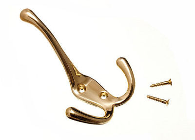 Hat And Robe Coat Hanger Clothes Tri Hook Brass Plated + Screws 15E8