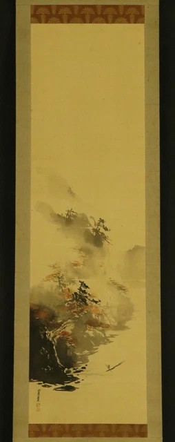 JAPANESE HANGING SCROLL ART Painting Sansui Landscape Asian antique  #E2410