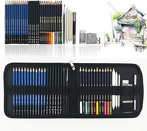 tvfly Professionnel Crayon couleurs de Dessin Art Set 41PCS kit de Dessin pro...