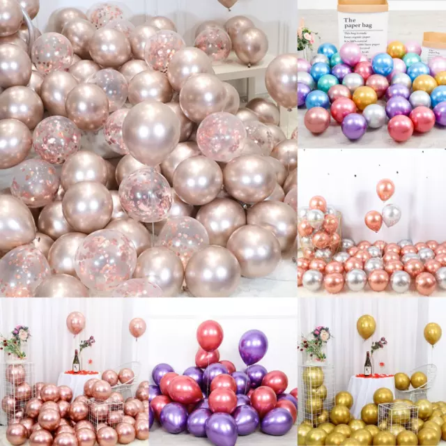 10-50 CHROME BALLOONS METALLIC LATEX PEARL 10" Helium/Air Wedding Birthday Party