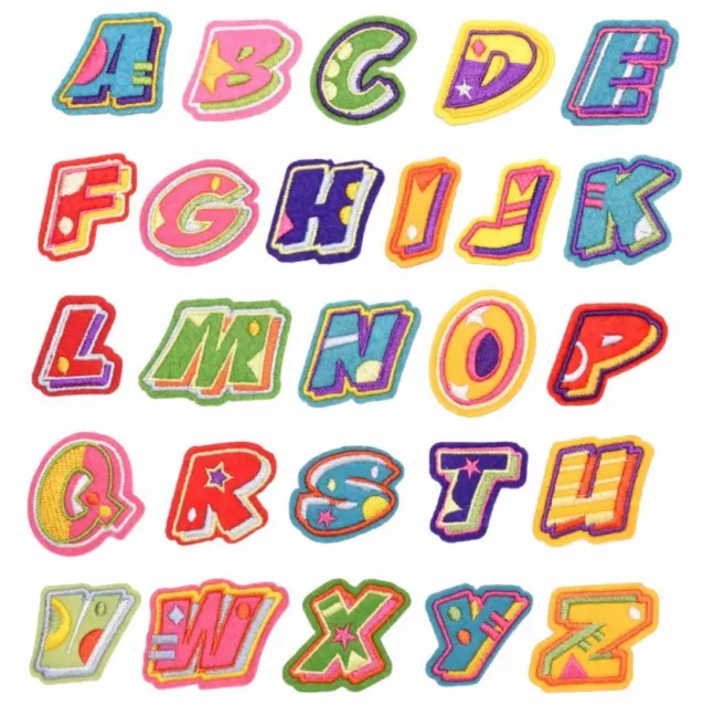 white color  A-Z Alphabet Letter Patches Embroidered Iron On Patch Diy Crafts *