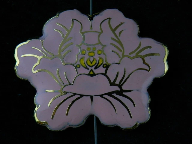 Lovely Chinese Brass Inlay Pink Cloisonne *Peony* 2Faces Pendant RR014