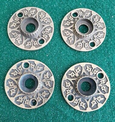 4 Matching Solid Cast Brass Victorian Door Knob Back Plates (N156)