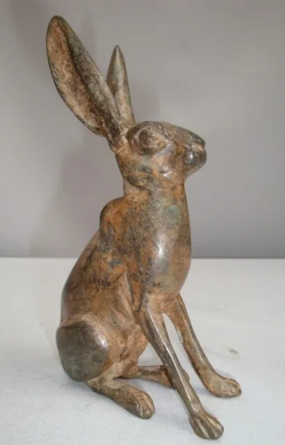 Signed Bronze Art Deco Style Art Nouveau Style Wildlife Hare Rabbit Sculpture St