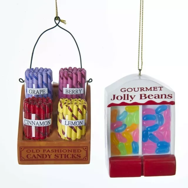 Kurt Adler 3.25-4 Inch Jolly Beans/Candy Stick Ornaments - Set of 2