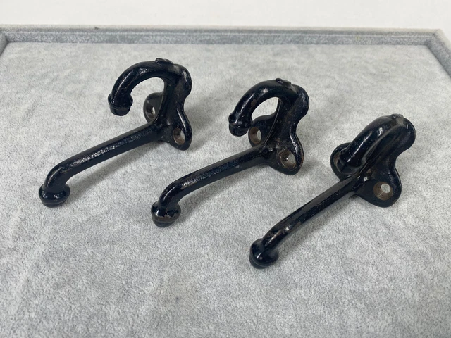 Antique Architectural Hardware Metal  Double Hook Hat Coat  Finial Lot of 3