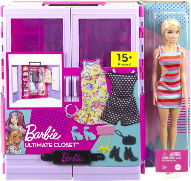 Muñecas Barbie Fashionista Armario Portatil Muñeca Incluida (Mattel Hjl66) Nuevo
