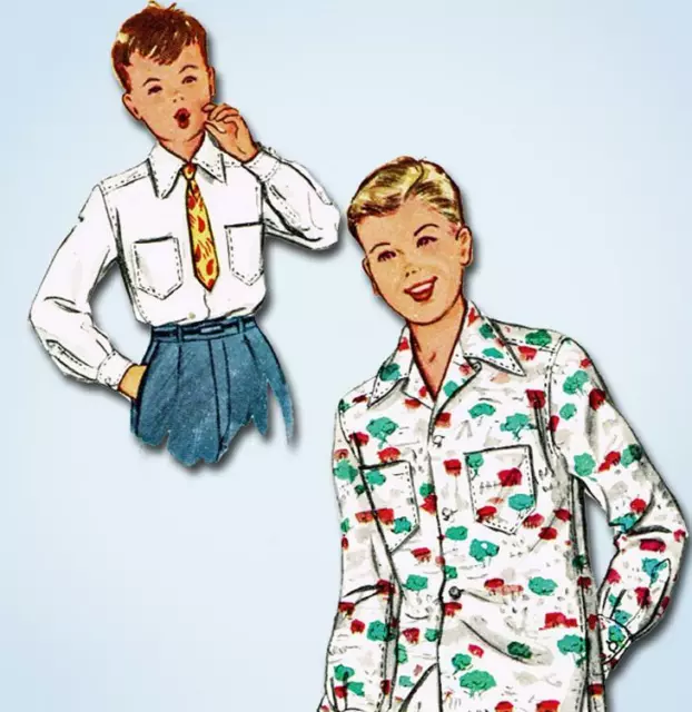 1950s Vintage McCalls Sewing Pattern 9691 Classic Cute Toddler Boys Shirt Size 6