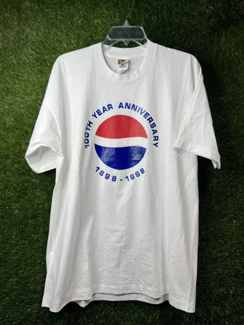 VINTAGE PEPSI LOGO 1898-1998 100th Anniversary T-Shirt White Men's XL ...