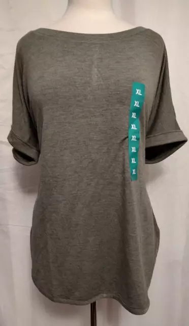 Matty M Light Heather Olive Round Neck French Terry Roll Cuff Tee Size M,Xl,Xxl