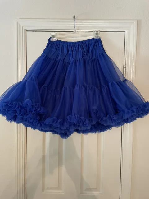 Square Dance Petticoat Royal Blue Soft Nylon 2 Layer 2 Tier Ruffle Hem