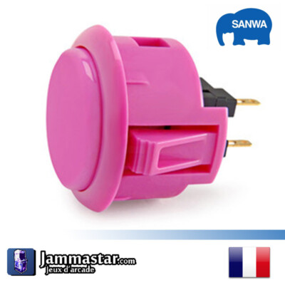 Arcade Boutons arcades originaux Sanwa Denshi OBSN-30 Genuine Sanwa Pink Rose 