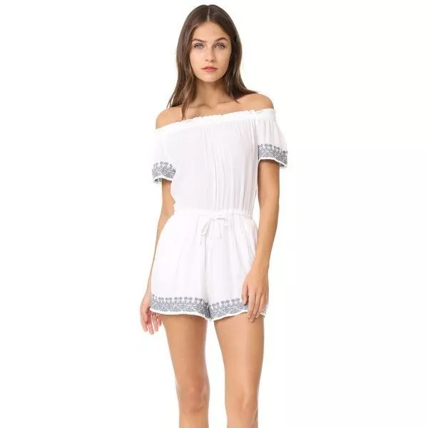 L*Space Spring Fling Embroidered Romper cover up gauze size small NWT white