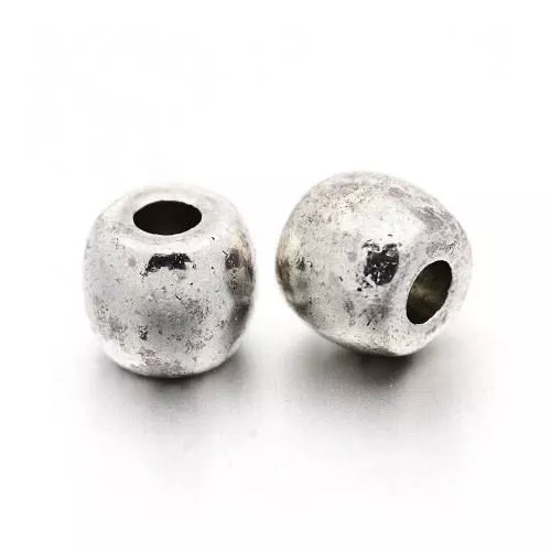 Antique Silver Metal Alloy Beads Barrel Spacer 5x6mm Pack Of 30