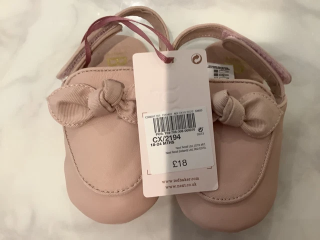 Girls Ted Baker Bow Shoes padders Toddler UK 4 eu 20.5 Pastel Pink,  BNWT 3