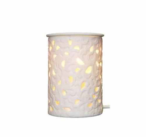 White Ceramic  Electric Oil Burner Lamp FREE wax & globe