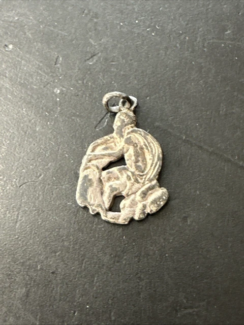 Pendentif Ancien En Argent Massif 925 - Style Art Nouveau émaillé, Breloque Vintage