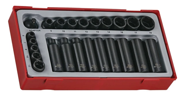 Teng Tools T4 SALE! 24 Piece Air Impact Socket Set  6mm - 19mm 1/4 + 3/8 Drive