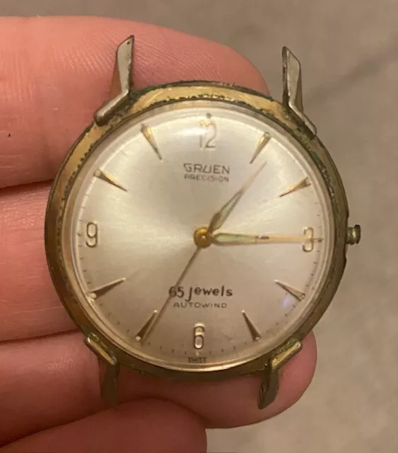 Vintage Men's GRUEN PRECISION 65 Jewel AUTOMATIC WRIST WATCH (PARTS or REPAIR)