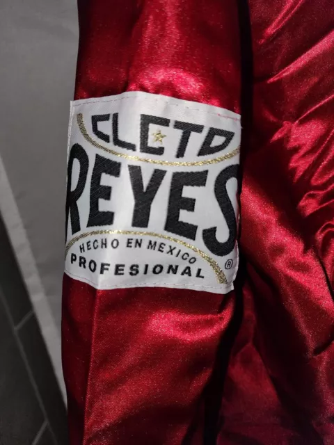 Cleto Reyes Satin Boxing Robe with Hood - Red/White Size Large 3