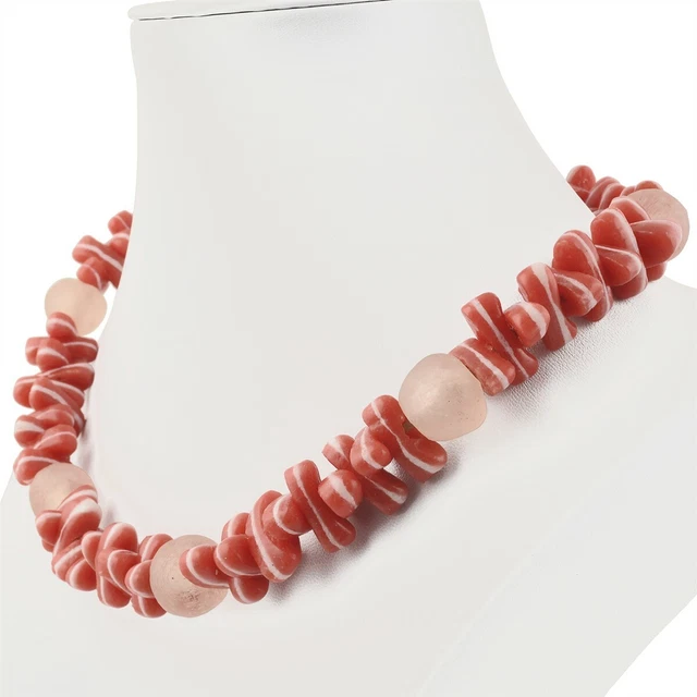 Handmade recycled glass beads choker necklace Krobo Ghana Africa ready jewelry