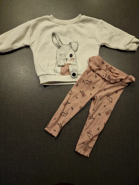 Girls 9-12 months bunny sweatshirt jumper Top leggings set outfit bundle Next da