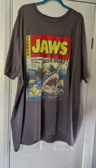 Mens Jaws T Shirt 4XL Gray