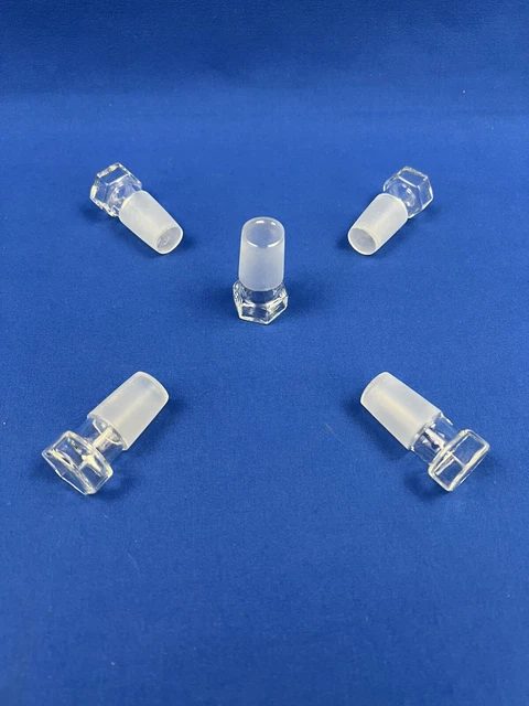 2 Stück Glasstopfen – Sechskant, Hohl, Für 19/26 Außenschliff – Borosilikat, Für Labor & Kolben