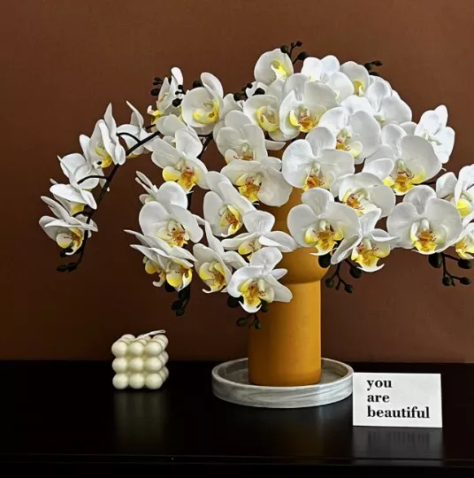 3D Phalaenopsis Home Decor 8 Head Artificial Butterfly Orchid Fake Silk Flowers 3