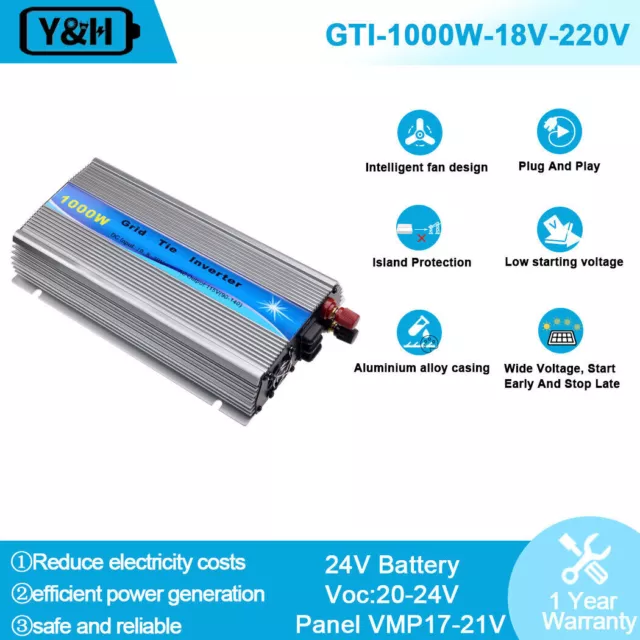 1000W Grid Tie Inverter Pure Sine Wave MPPT AC230V for 12V/36V Solar Panel 0%VAT