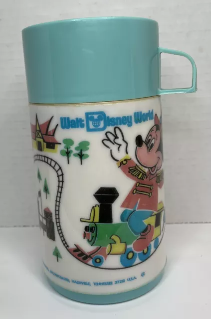 Vintage 70's Walt Disney World Mickey Mouse in a Train Aladdin Thermos Bottle