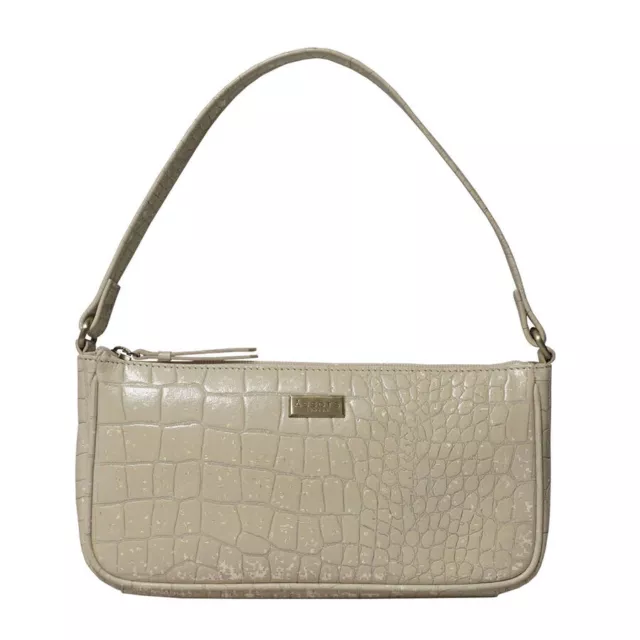 Assots London ZARA Handbag 100% Genuine Leather Croc Off White Leather Strap