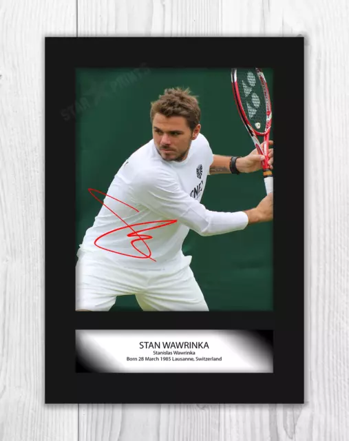 Stan Wawrinka 2 A4 signiert montiert Foto Bild Poster Rahmenwahl