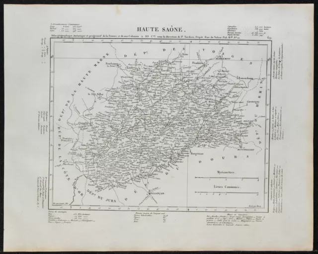 1840 - Haute-Saône - Carte géographique ancienne - Département français