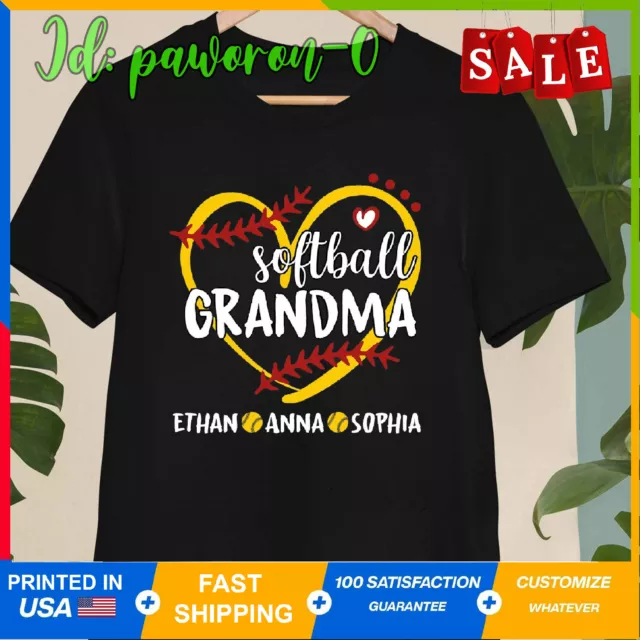 Personalized Softball Grandma Shirt, Custom Kids Name, Softball Grandma Shirt