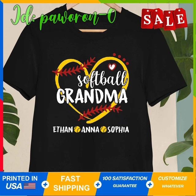 Personalized Softball Grandma Shirt, Custom Kids Name, Softball Grandma Shirt