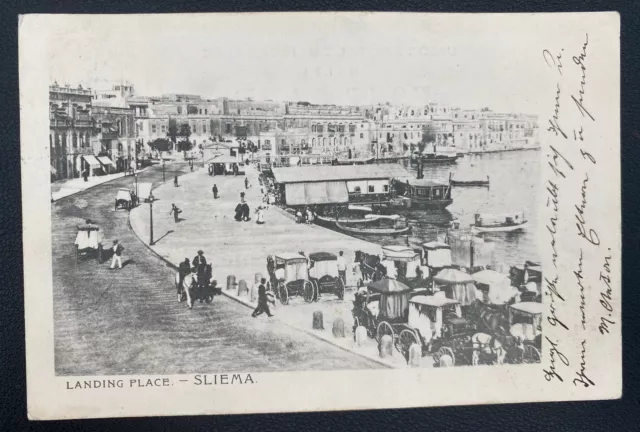 1904 Valetta Malta Picture Postcard Cover To Germany Landing Place Sliema