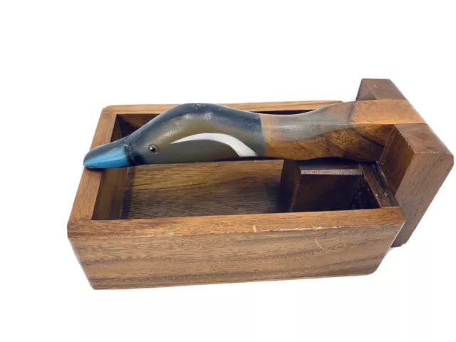 Vintage Nut Cracker Solid Wood Box Canadian Duck Goose Head