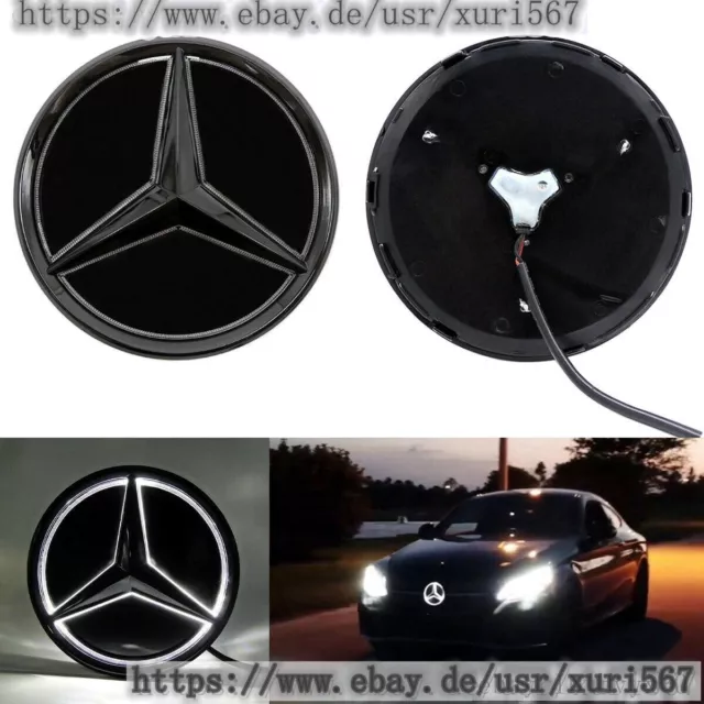 NEU 205mm Stern Emblem schwar Licht Logo Für 2015-2019 Mercedes-Benz GLC-GLE-GLS