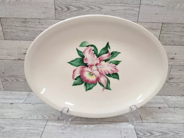 VTG Oval Paden City Pottery Modern Pink  Orchid Serving Platter Discontinued