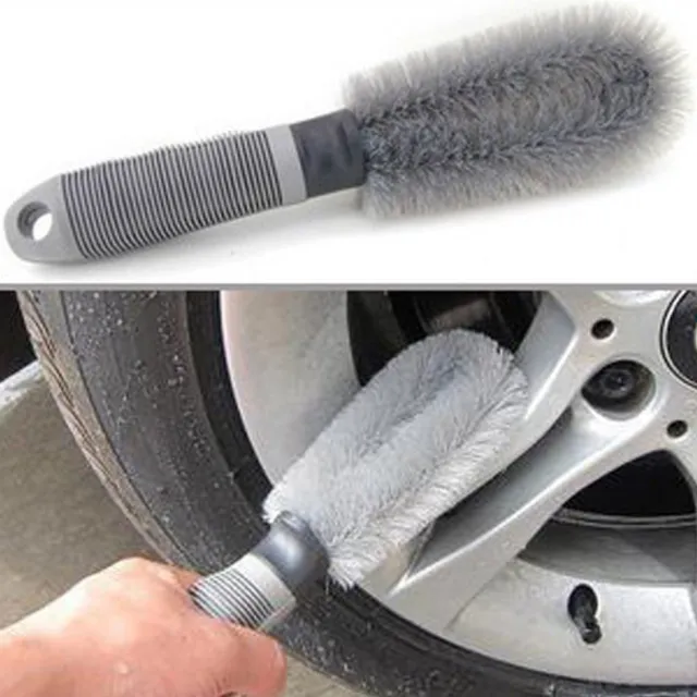 Gray Car Wash Master Wheel Brush Easy Reach Wheel RIM Detailing Soft Bristle