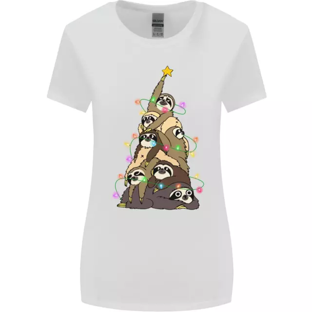 Christmas Sloth Tree Funny Xmas Womens Wider Cut T-Shirt